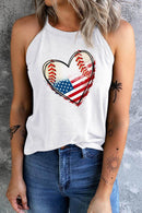 American Flag Heart Graphic Sleeveless Casual Tank Top – Perfect for Summer Celebrations - Store 42