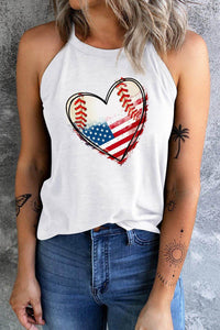 American Flag Heart Graphic Sleeveless Casual Tank Top – Perfect for Summer Celebrations - Store 42