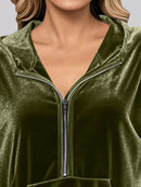Full Size Half Zip Kangaroo Pocket Hoodie Plus Size - Store 42