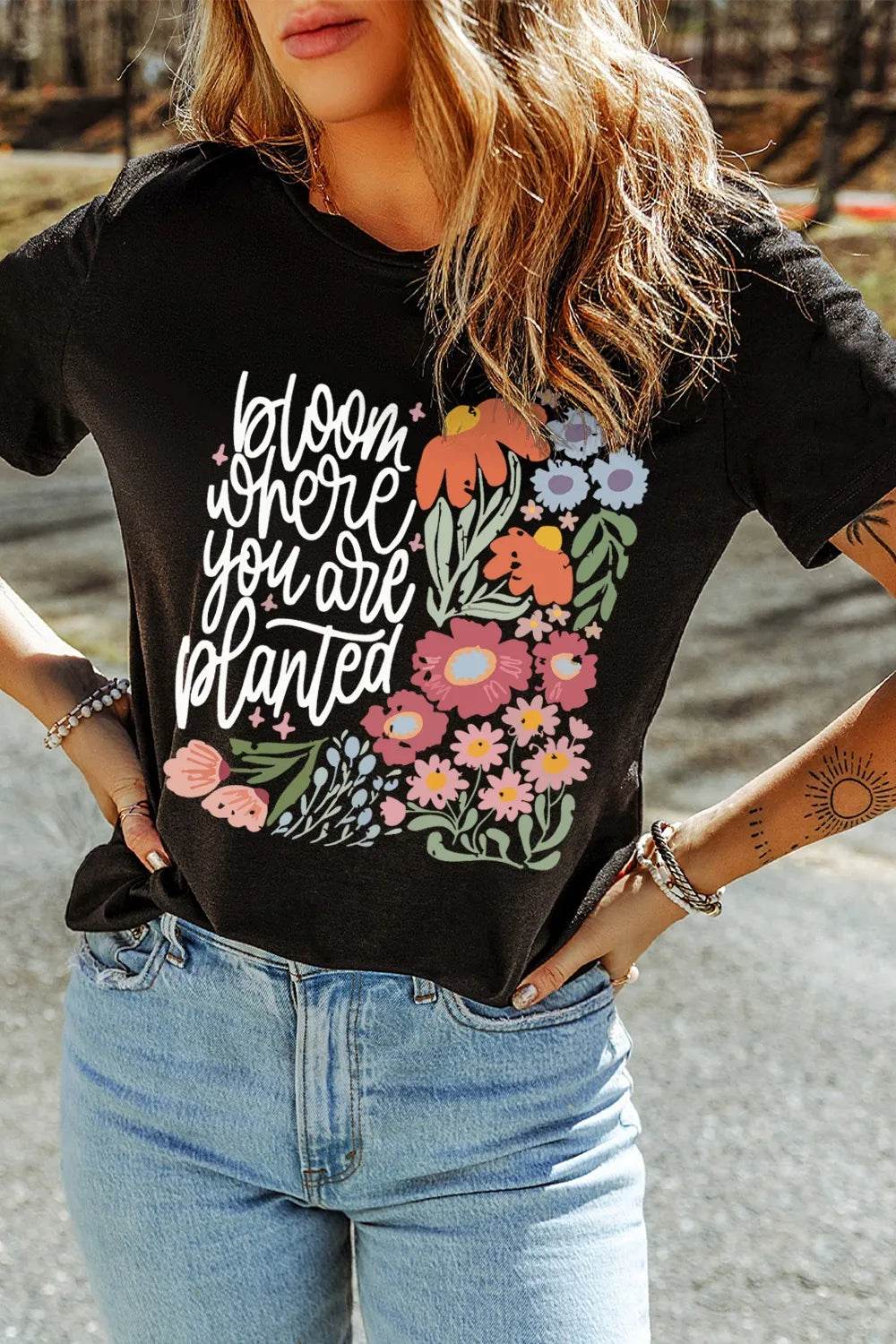 Trendy Graphic Round Neck Short Sleeve T-Shirt - Slightly Stretchy, Soft Polyester Cotton Blend - Store 42