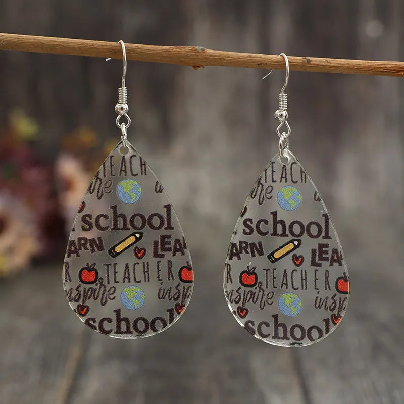Stylish Acrylic Teardrop Shape Earrings with Stainless Steel Hooks - Lightweight & Modern Design