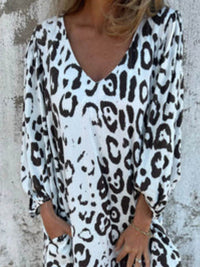 Full Size Printed V-Neck Dress with Pockets Plus Size - Store 42