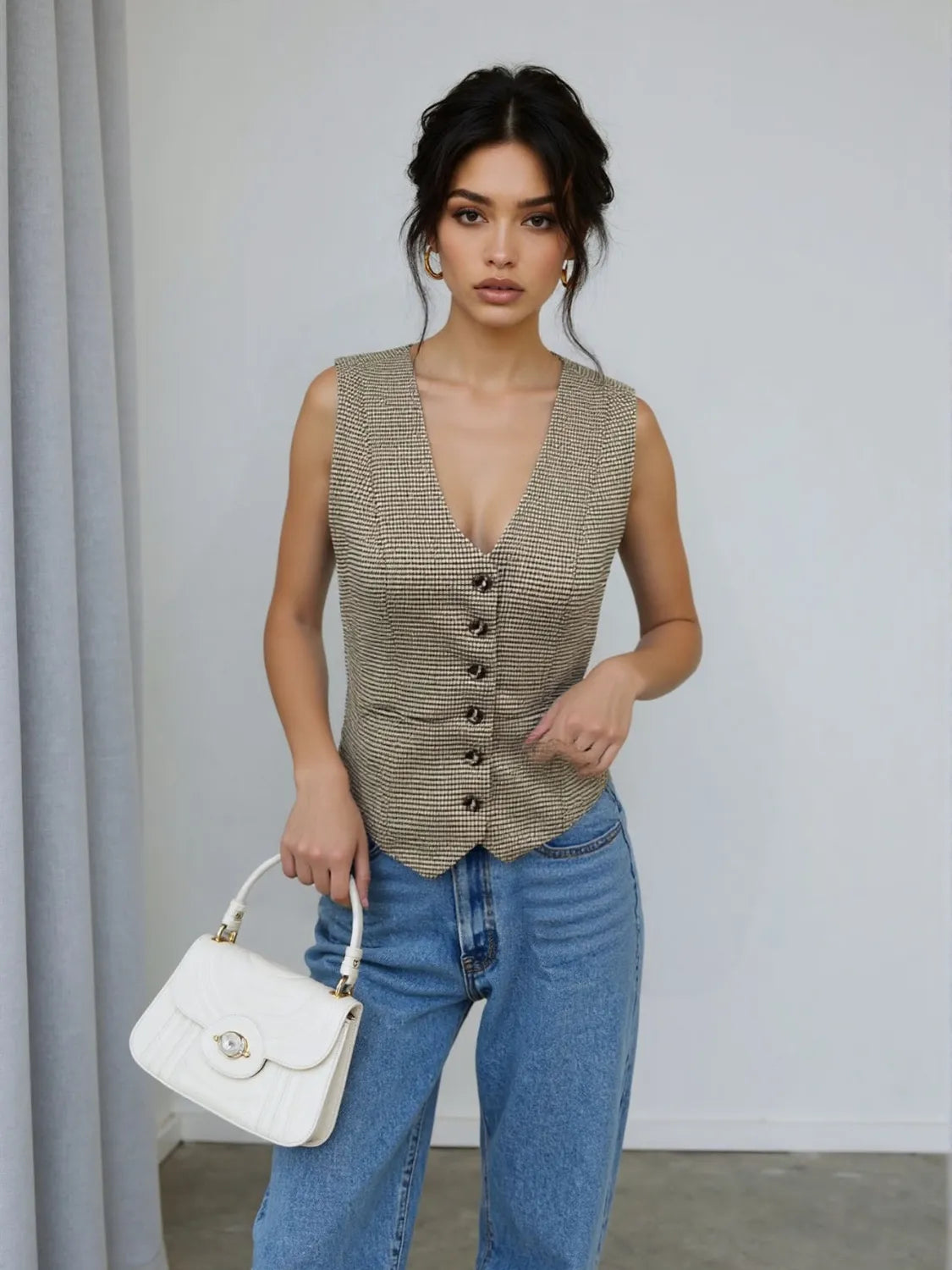 Plaid Button Down Vest