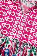 Printed Tie Neck Short Sleeve Dress