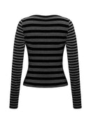 Sleek Striped Long Sleeve T-Shirt - Comfortable Stretchy Fabric with Contrast Design - Store 42
