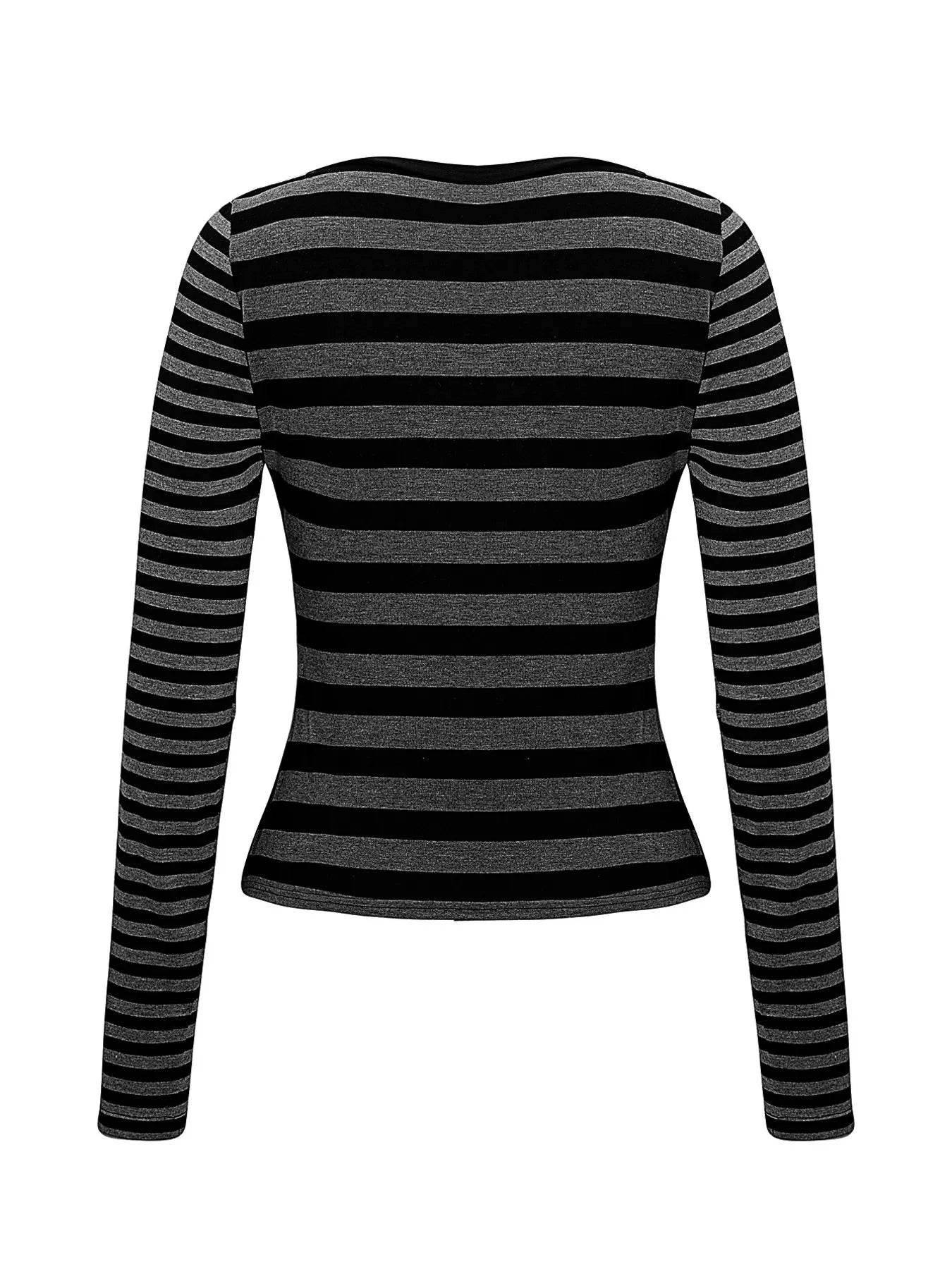 Sleek Striped Long Sleeve T-Shirt - Comfortable Stretchy Fabric with Contrast Design - Store 42
