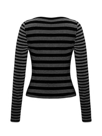 Sleek Striped Long Sleeve T-Shirt - Comfortable Stretchy Fabric with Contrast Design - Store 42