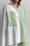 Two-Tone Plaid Button Down Long Sleeve Shirt Gum Leaf