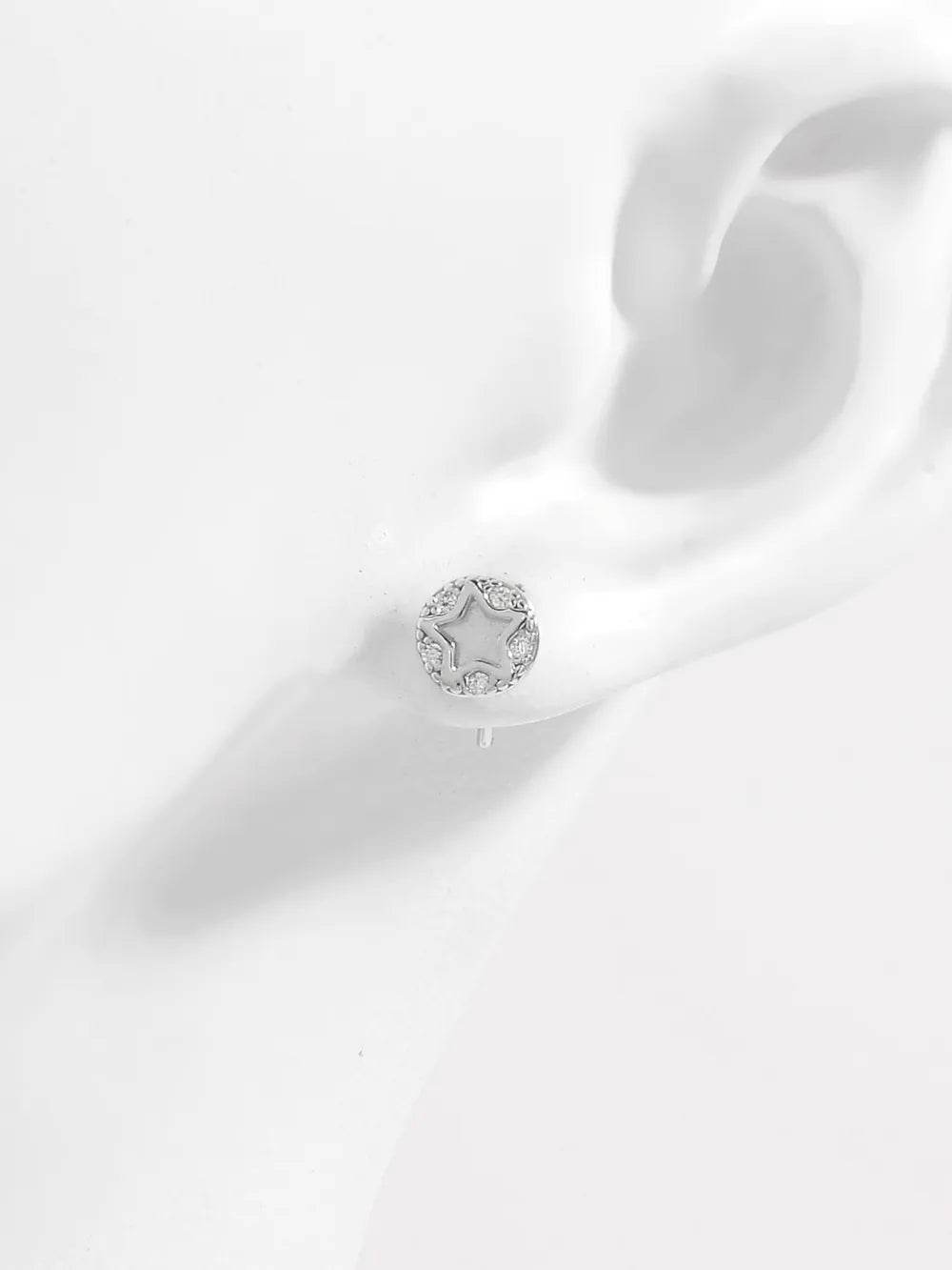 925 Sterling Silver Zircon Star Stud Earrings - Elegant, Lightweight, Platinum-Plated Design - Store 42