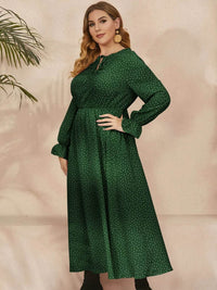 Honey Plus Size Ruffled Polka Dot Long Sleeve Midi Dress - Store 42