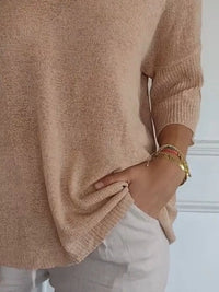 Full Size Relaxed Fit Ribbed Hem Sweater Plus Size
