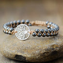 Alloy Natural Stone Braided Bracelet Silver One Size