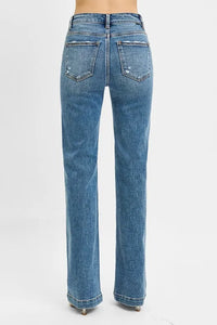 RISEN Full Size Distressed Detail Bootcut Jeans Plus Size