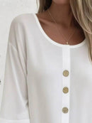 Full Size Button-Front 3/4 Sleeve Casual Blouse Plus Size - Store 42