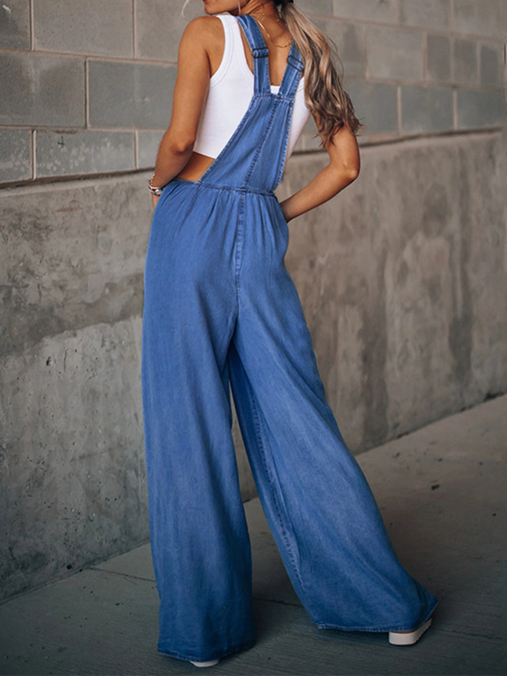Trendy Wide Leg Denim Overalls for Women - Classic Style, Durable Fabric, & Comfortable Fit