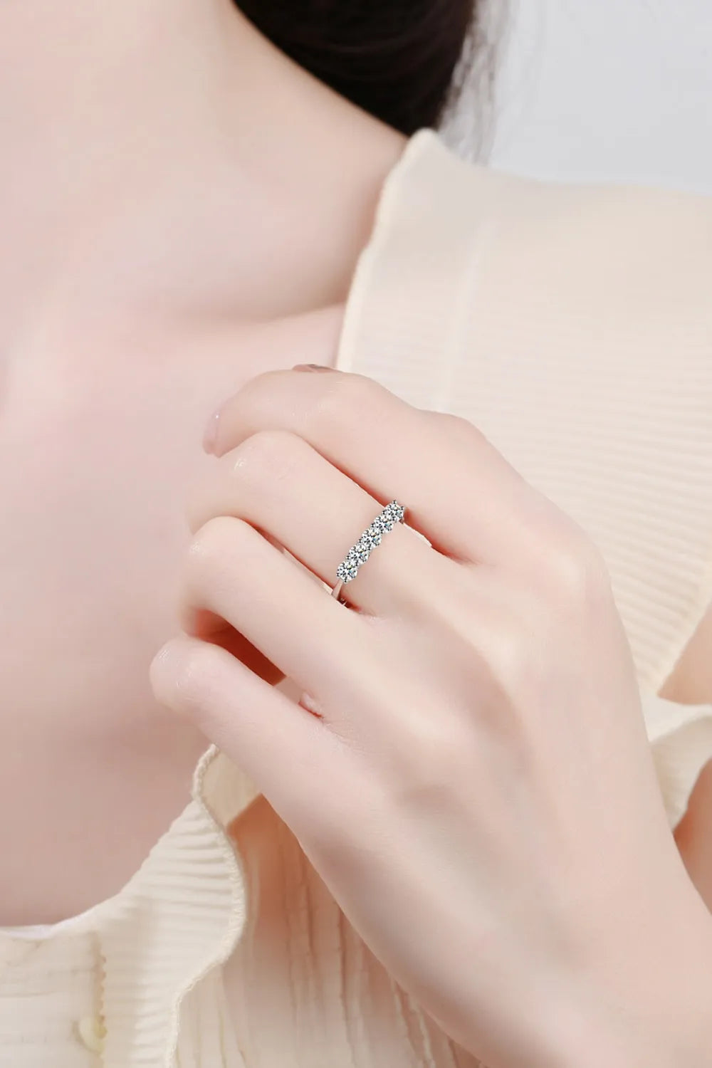 Elegant 0.5 Carat Moissanite Ring in 925 Sterling Silver with Platinum Finish