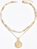 18K Gold-Plated Shell Layered Shell Pendant Necklace - Store 42