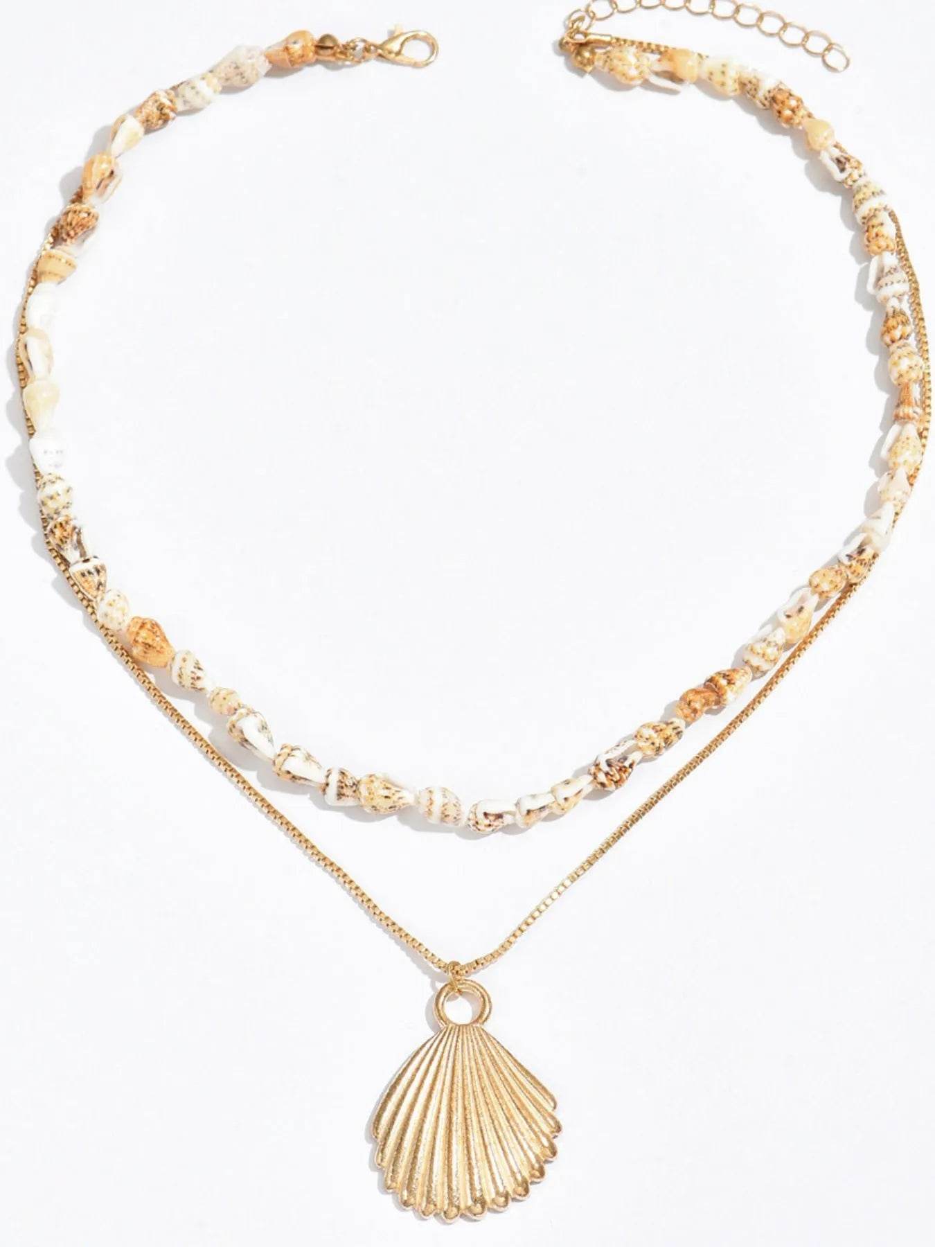 18K Gold-Plated Shell Layered Shell Pendant Necklace - Store 42