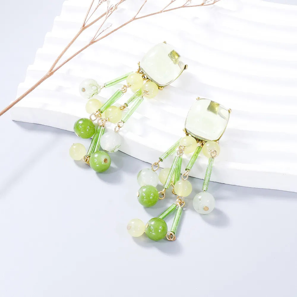 Trendy 3.6-Inch Acrylic Dangle Earrings in Alloy - Lightweight and Stylish Jewelry