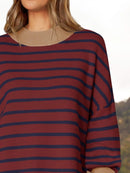 Striped Round Neck Long Sleeve Sweater