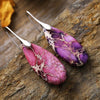Teardrop Shape Natural Stone Dangle Earrings Lavender Silver One Size