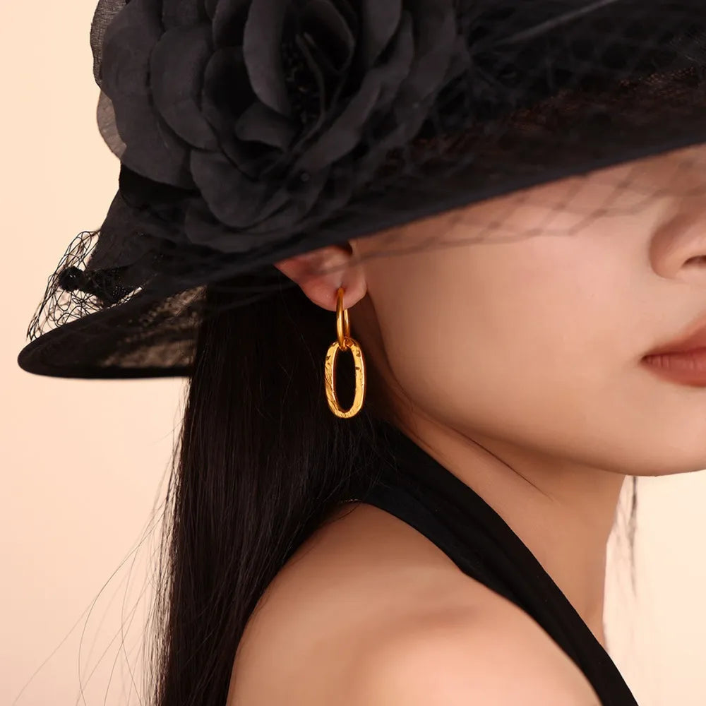 Elegant 18K Gold-Plated Titanium Steel Annulus Earrings - Lightweight & Stylish Jewelry
