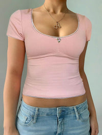 Scoop Neck Short Sleeve T-Shirt for Women - Slightly Stretchy, 94% Polyester, Easy Care - Store 42