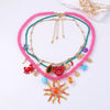 3-Piece Vibrant Summer Beach Charm Necklace Hot Pink One Size