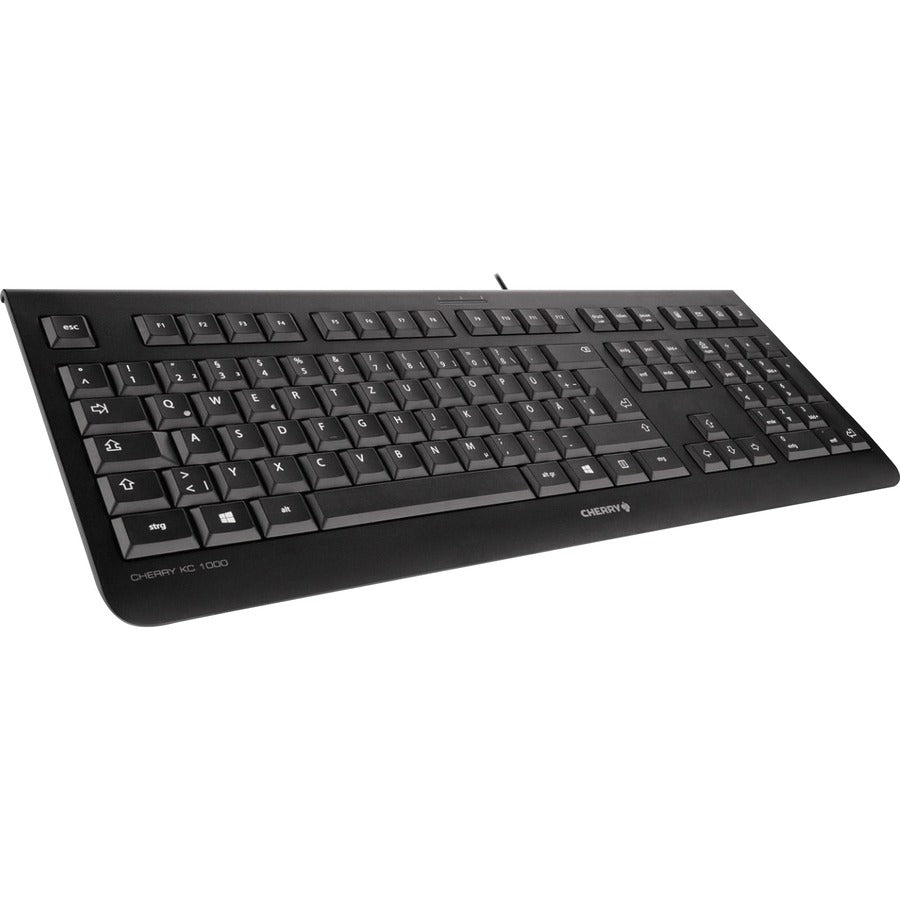 Cherry KC 1000 Corded Keyboard - Durable Black Office Keyboard with Whisper Keys & 4 Hotkeys - Store 42