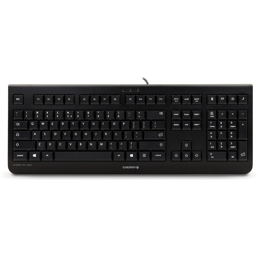 Cherry KC 1000 Corded Keyboard - Durable Black Office Keyboard with Whisper Keys & 4 Hotkeys - Store 42