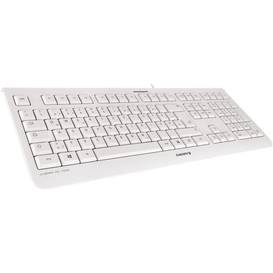 CHERRY KC1000 Flat Corded Keyboard for Professional Office Use | Whisper Keys | USB Plug & Play