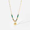 Bohemian Sun Charm Beaded Stainless Steel Necklace - Store 42