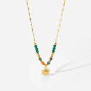 Bohemian Sun Charm Beaded Stainless Steel Necklace - Store 42