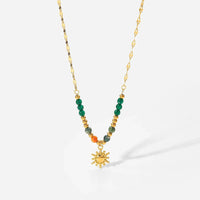Bohemian Sun Charm Beaded Stainless Steel Necklace - Store 42
