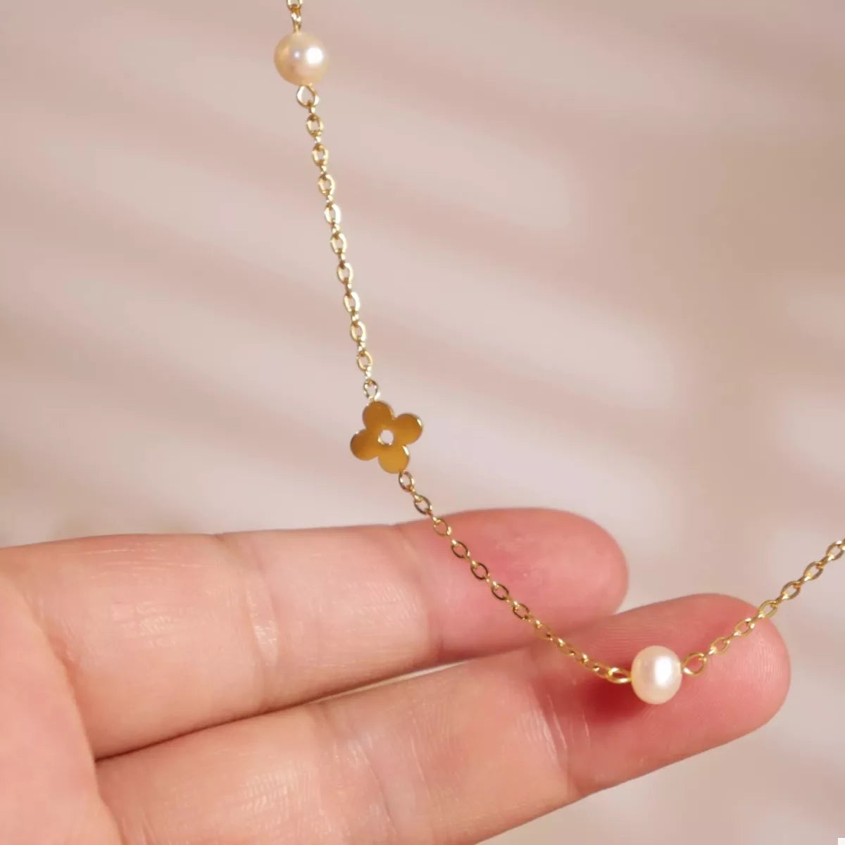 Freshwater Pearl 18K Gold-Plated Flower Necklace
