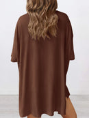 Full Size Oversized Round Neck Top and Shorts Set Plus Size