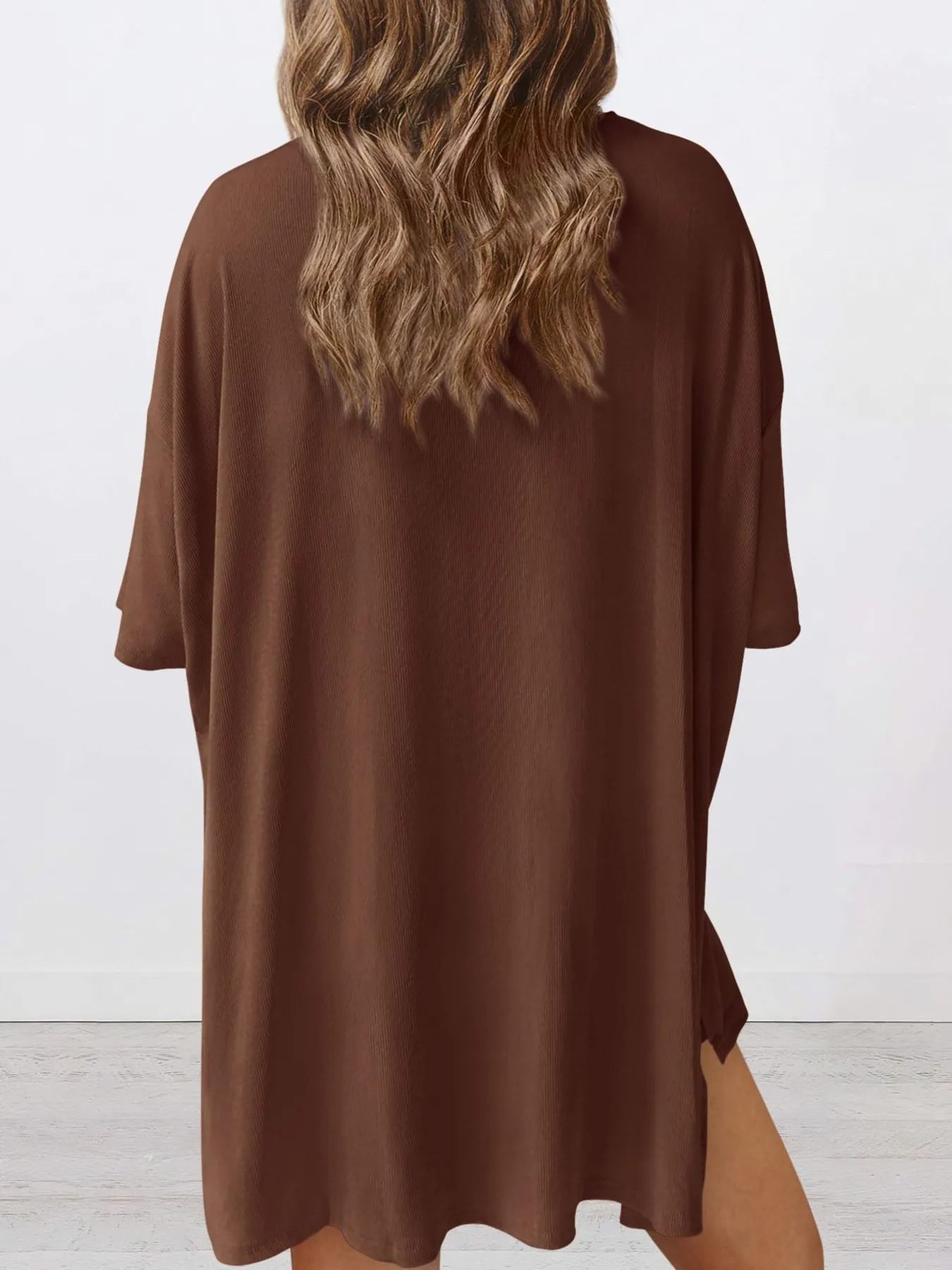 Full Size Oversized Round Neck Top and Shorts Set Plus Size