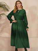 Honey Plus Size Ruffled Polka Dot Long Sleeve Midi Dress - Store 42