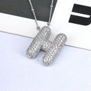 Elegant Copper Inlaid Zircon Letter Pendant Necklace - Platinum-Plated with 16.9 In Chain - Store 42