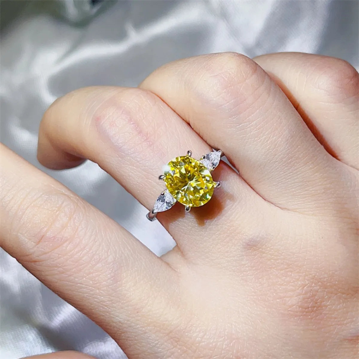 Elegant 3 Carat Moissanite Ring in 925 Sterling Silver with Zircon Accents, Gift Box Included