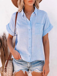 Button Down Short Sleeve Shirt Sky Blue