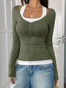 Scoop Neck Long Sleeve T-Shirt - Slightly Stretchy, 95% Polyester for Comfort, Easy Care - Store 42