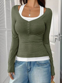 Scoop Neck Long Sleeve T-Shirt - Slightly Stretchy, 95% Polyester for Comfort, Easy Care - Store 42