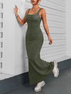 Ribbed Maxi Tank Dress Army Green