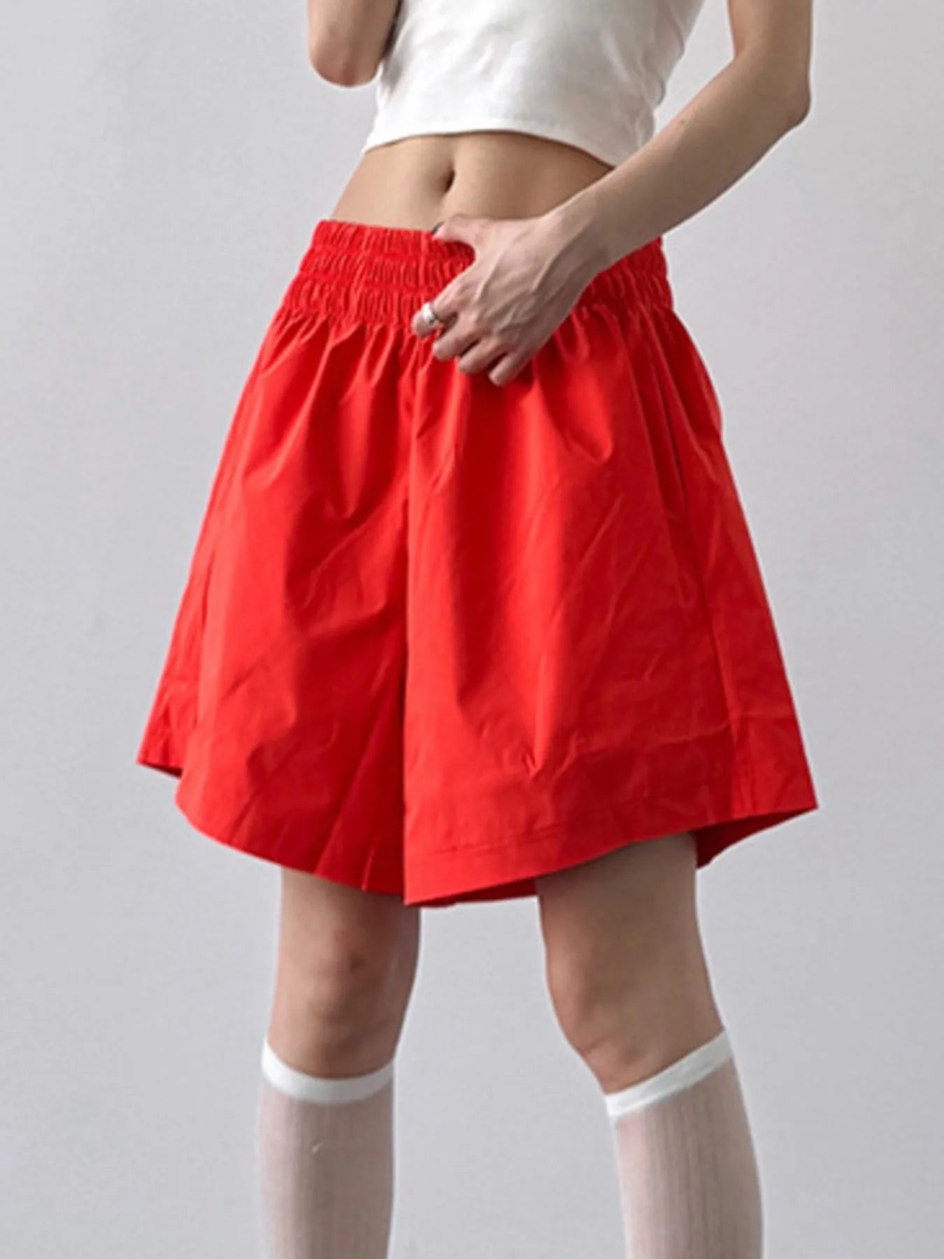 Smocked Wide-Leg Shorts