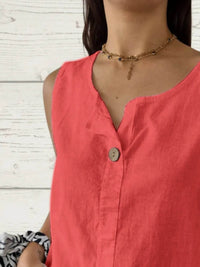 Full Size Casual Linen Sleeveless Blouse Plus Size - Store 42