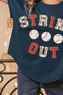 BiBi Strikeout Letter Patches Washed Short Sleeve Top - Store 42