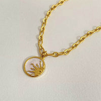 Elegant 18K Gold-Plated Titanium Steel Pendant Necklace with Adjustable Chain and Pearl Shell - Store 42