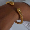 18K Gold-Plated Stainless Steel Twisted Cable Cuff Bracelet - Stylish and Durable Design - Store 42