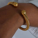 18K Gold-Plated Stainless Steel Twisted Cable Cuff Bracelet - Stylish and Durable Design - Store 42